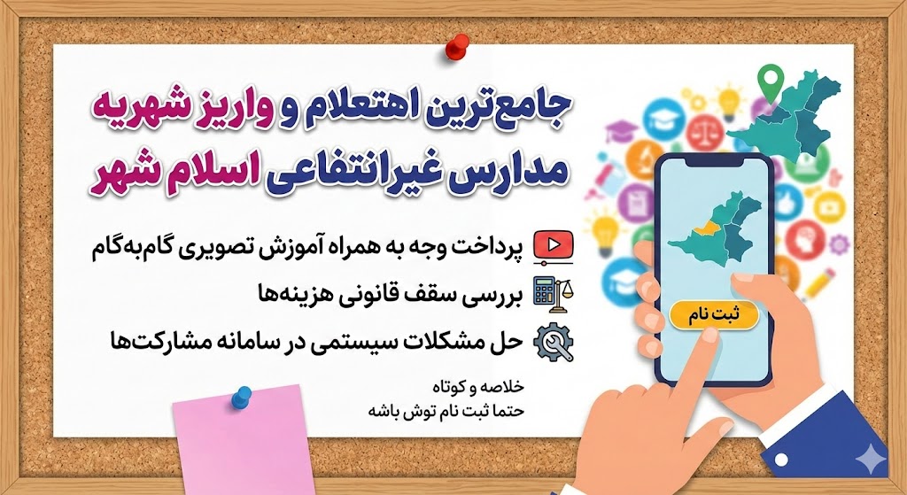 شهریه مدارس غیرانتفاعی اسلام شهر ۱۴۰۵ ۱۴۰۶ | پرداخت وجه شهریه مدارس غیرانتفاعی اسلام شهر ۱۴۰۵ ۱۴۰۶ | پرداخت وجه