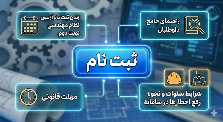 زمان ثبت نام آزمون نظام مهندسی نوبت دوم ۱۴۰۵ | فوری مشاور ثبت نام