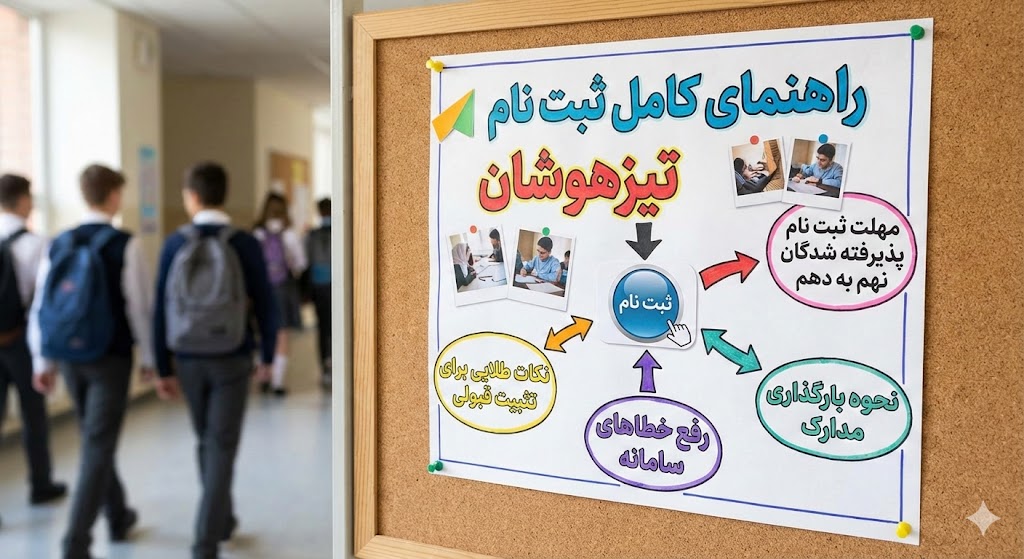 راهنمای ثبت نام آزمون تیزهوشان ششم به هفتم ۱۴۰۵ راهنمای ثبت نام آزمون تیزهوشان ششم به هفتم ۱۴۰۵