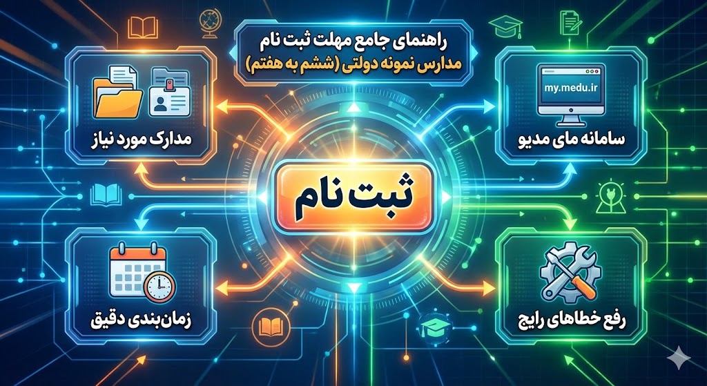 مهلت ثبت نام پذیرفته شدگان ششم به هفتم در مدارس نمونه دولتی ۱۴۰۵ مهلت ثبت نام پذیرفته شدگان ششم به هفتم در مدارس نمونه دولتی ۱۴۰۵