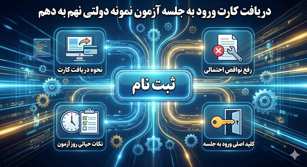 کارت ورود به جلسه آزمون نمونه دولتی نهم به دهم ۱۴۰۵ کارت ورود به جلسه آزمون نمونه دولتی نهم به دهم ۱۴۰۵