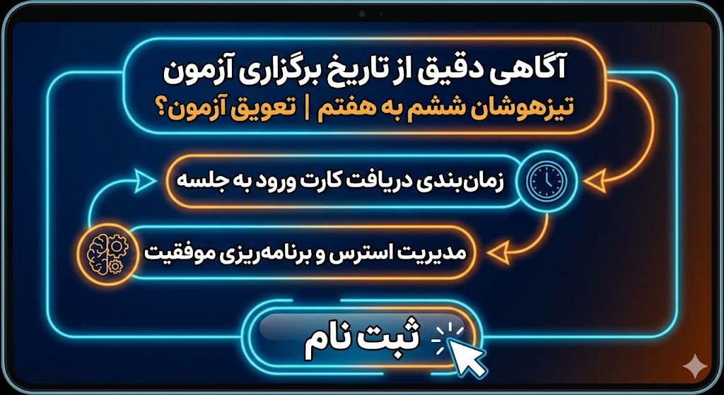 تاریخ برگزاری آزمون تیزهوشان ششم به هفتم ۱۴۰۵ | تعویق آزمون؟ تاریخ برگزاری آزمون تیزهوشان ششم به هفتم ۱۴۰۵ | تعویق آزمون؟
