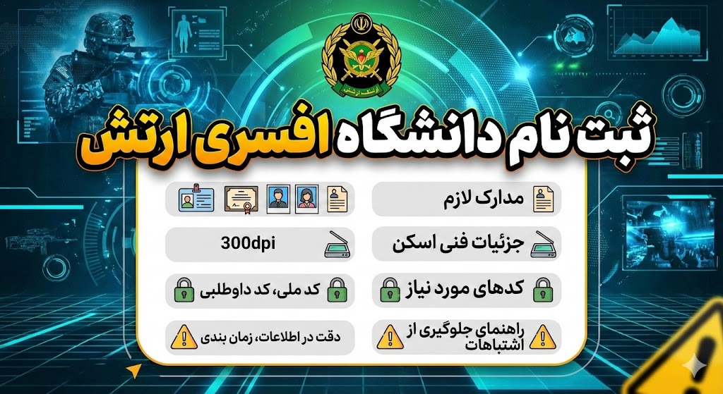 مدارک لازم برای ثبت نام دانشگاه افسری ارتش ۱۴۰۵ مدارک لازم برای ثبت نام دانشگاه افسری ارتش ۱۴۰۵