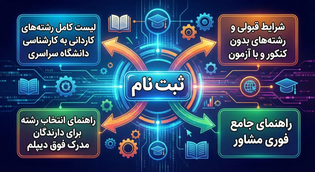 رشته های کاردانی به کارشناسی دانشگاه سراسری ۱۴۰۵ رشته های کاردانی به کارشناسی دانشگاه سراسری ۱۴۰۵