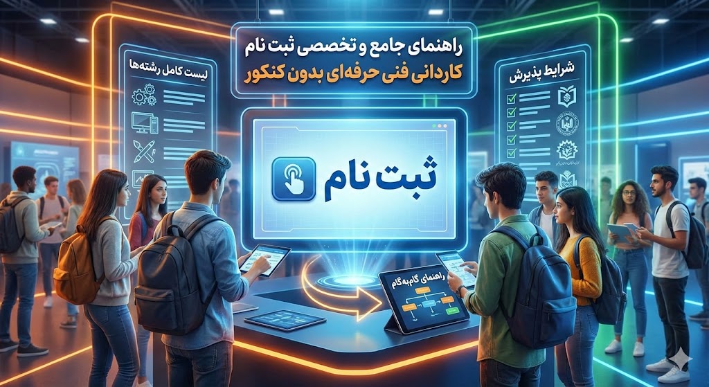 ثبت نام کاردانی فنی حرفه ای ۱۴۰۵ بدون کنکور | لیست کامل رشته ها ثبت نام کاردانی فنی حرفه ای ۱۴۰۵ بدون کنکور | لیست کامل رشته ها