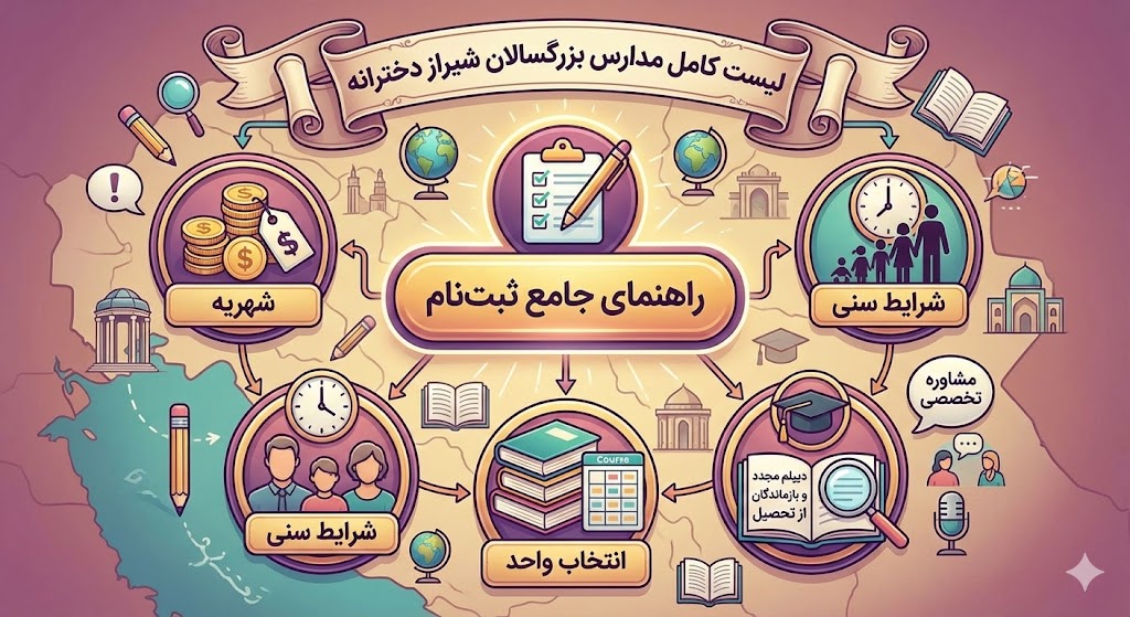 لیست مدارس بزرگسالان شیراز دخترانه ۱۴۰۵ لیست مدارس بزرگسالان شیراز دخترانه ۱۴۰۵