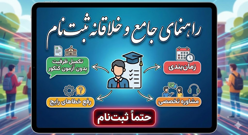 ثبتنام پذیرفته شدگان تکمیل ظرفیت بدون آزمون کنکور ۱۴۰۴ ثبتنام پذیرفته شدگان تکمیل ظرفیت بدون آزمون کنکور ۱۴۰۴