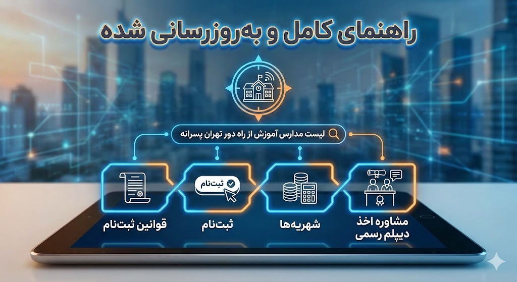 لیست مدارس آموزش از راه دور تهران پسرانه ۱۴۰۵ لیست مدارس آموزش از راه دور تهران پسرانه ۱۴۰۵
