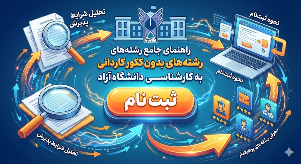 لیست رشته های بدون کنکور کاردانی به کارشناسی دانشگاه آزاد ۱۴۰۵ لیست رشته های بدون کنکور کاردانی به کارشناسی دانشگاه آزاد ۱۴۰۵