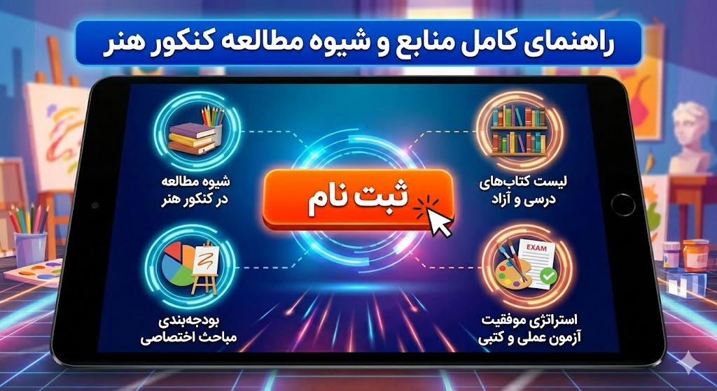 منابع کنکور هنر ۱۴۰۵ | شیوه مطالعه در کنکور هنر منابع کنکور هنر ۱۴۰۵ | شیوه مطالعه در کنکور هنر