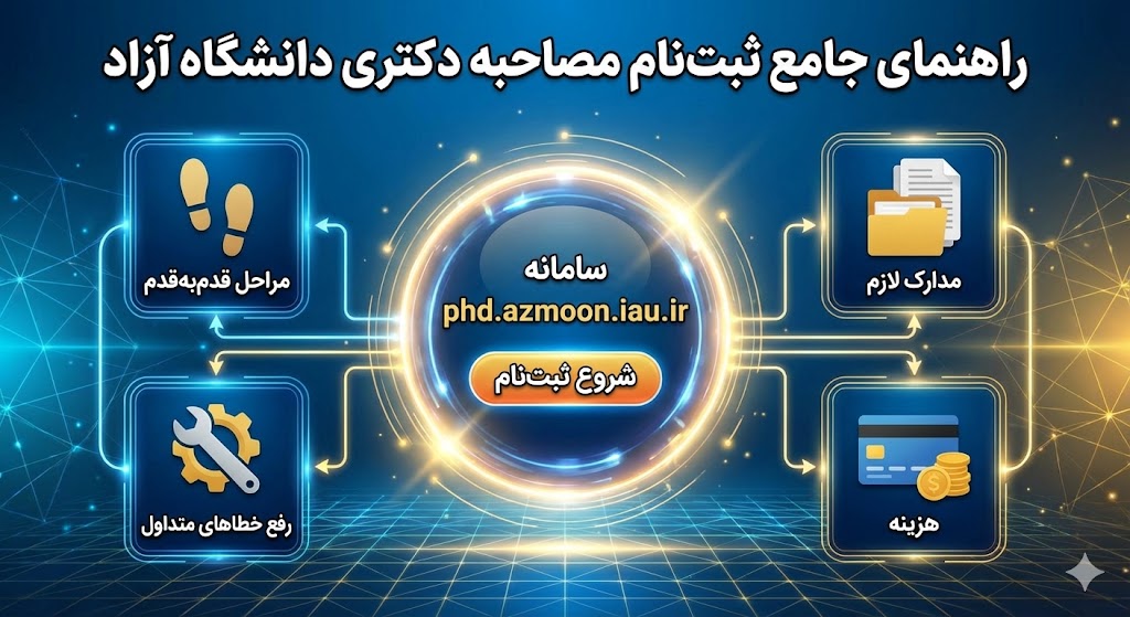 سامانه ثبت نام مصاحبه دکتری دانشگاه آزاد ۱۴۰۵ | phd.azmoon.iau.ir سامانه ثبت نام مصاحبه دکتری دانشگاه آزاد ۱۴۰۵ | phd.azmoon.iau.ir