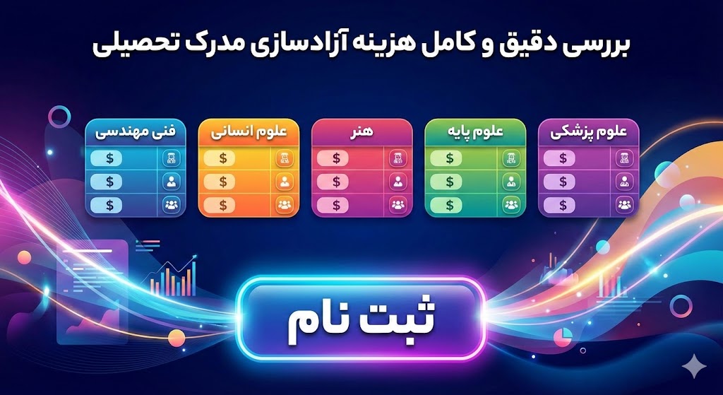 هزینه آزادسازی مدرک تحصیلی ۱۴۰۵ | تمامی گروه ها هزینه آزادسازی مدرک تحصیلی ۱۴۰۵
