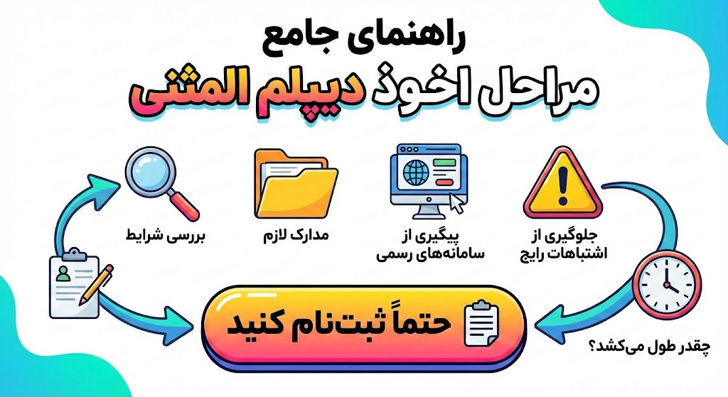 مراحل اخذ دیپلم المثنی ۱۴۰۵ | دریافت مدرک چقدر طول می کشد؟ مراحل اخذ دیپلم المثنی ۱۴۰۵ | دریافت مدرک چقدر طول می کشد؟