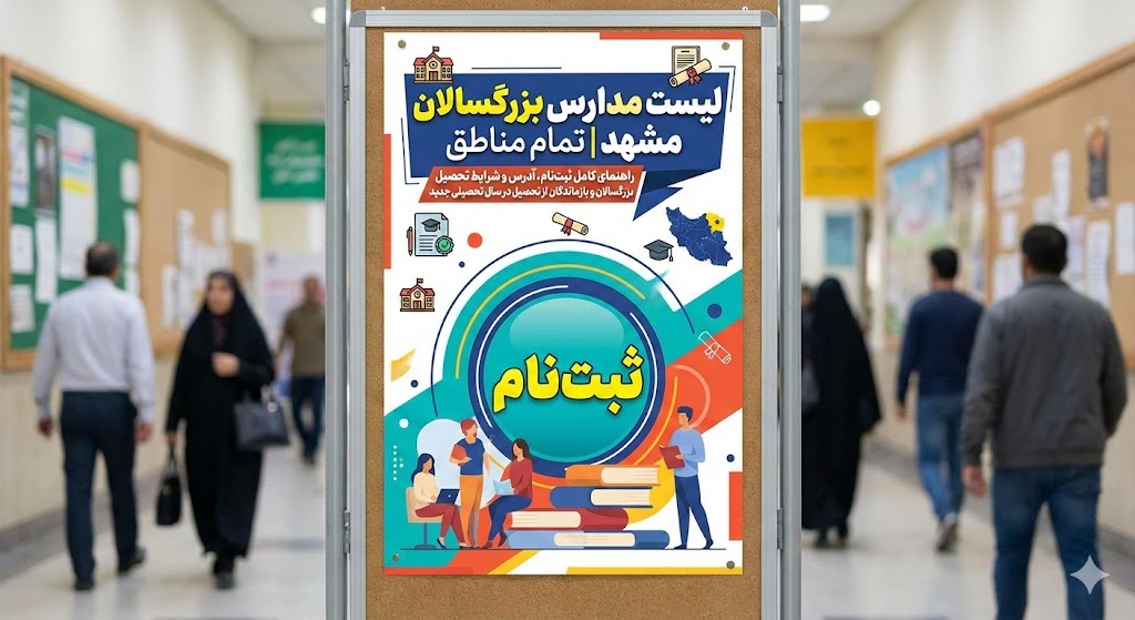 لیست مدارس بزرگسالان مشهد ۱۴۰۵ | تمام مناطق لیست مدارس بزرگسالان مشهد ۱۴۰۵ | تمام مناطق