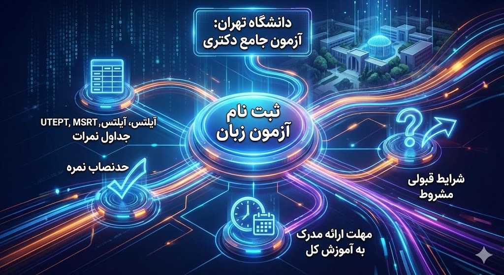 حدنصاب نمره زبان برای آزمون جامع دکتری دانشگاه تهران ۱۴۰۵ حدنصاب نمره زبان برای آزمون جامع دکتری دانشگاه تهران ۱۴۰۵