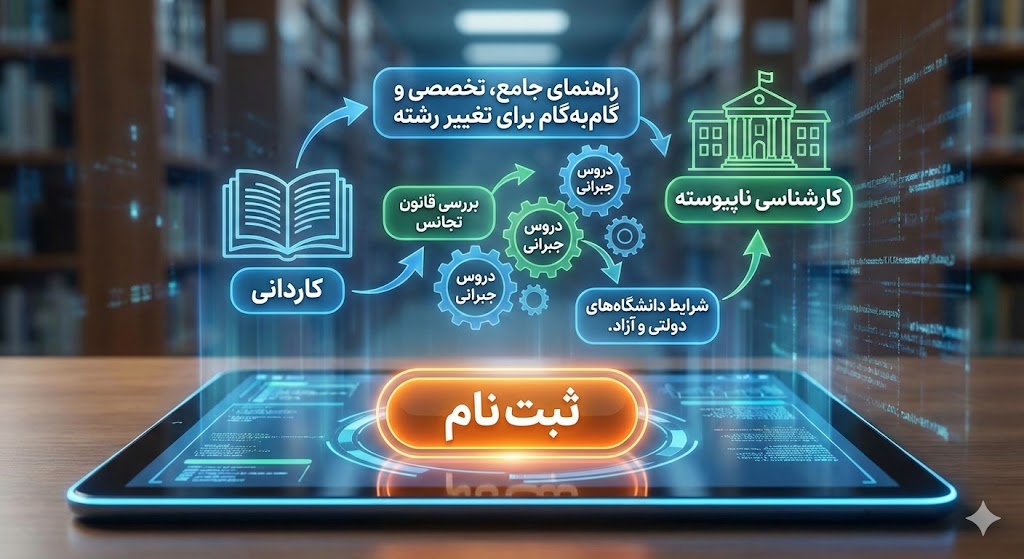 تغییر رشته از کاردانی به کارشناسی ناپیوسته ۱۴۰۵ تغییر رشته از کاردانی به کارشناسی ناپیوسته ۱۴۰۵